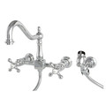 Heritage KS1241AXBS 2-Handle 8" Wall Mount Kitchen Faucet with Brass Sprayer KS1241AXBS